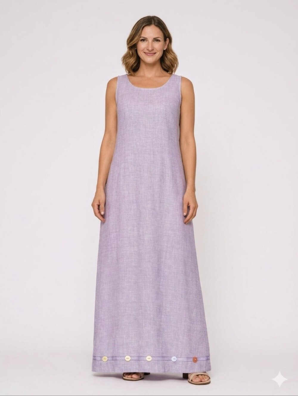Vintage Carol Anderson California Linen Maxi Dress. Size L. Lavender